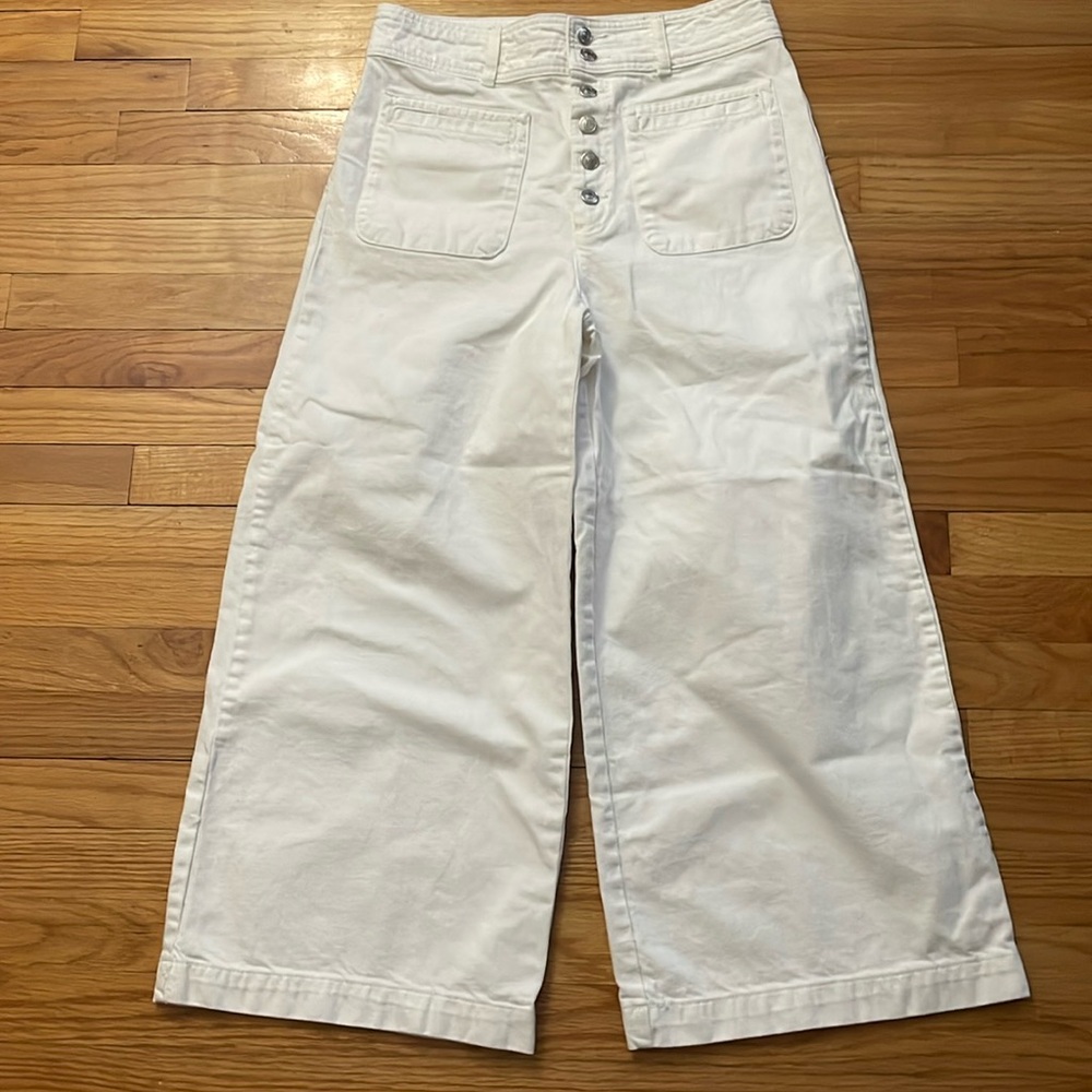 We the free wide leg off white crop pants 30